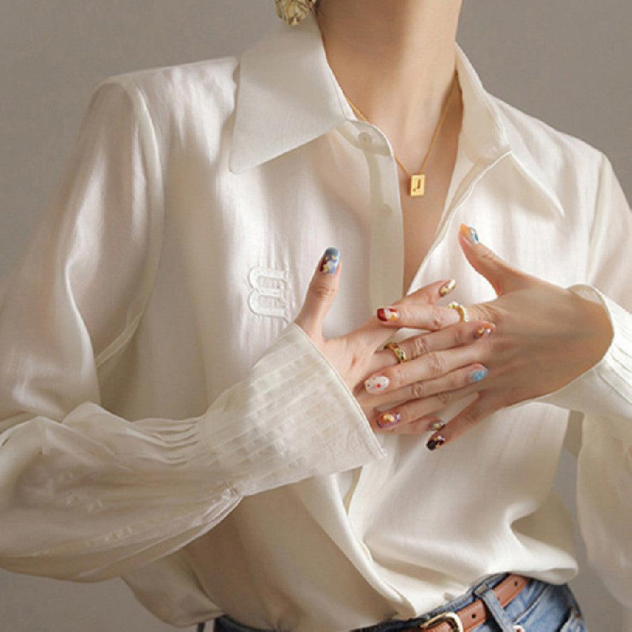 A Niche Chic Chiffon White Shirt For Women - Trendha
