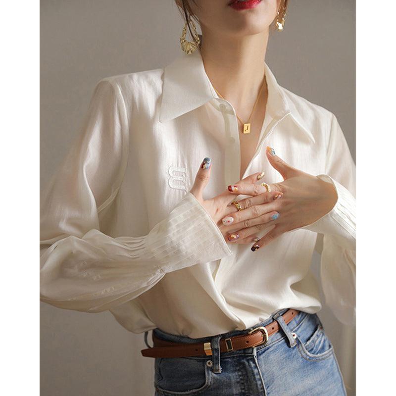 A Niche Chic Chiffon White Shirt For Women - Trendha