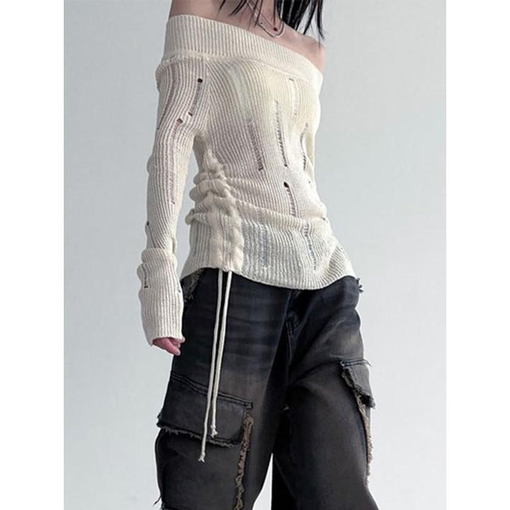 Knitted Hollow Out Slim Pullover for Women