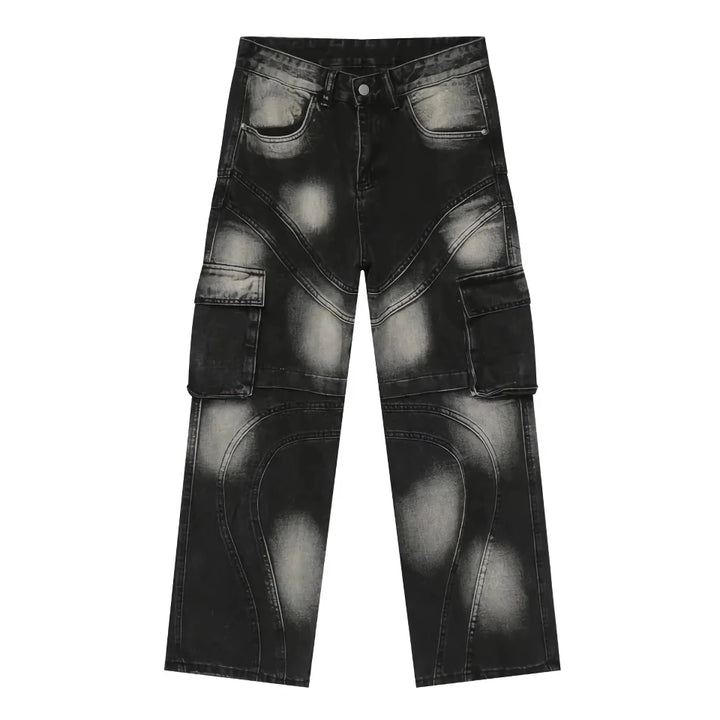 Men's Patchwork Gradient Wide Leg Denim Pants