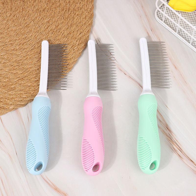 Pet Grooming Comb with Long & Short Stainless Steel Teeth