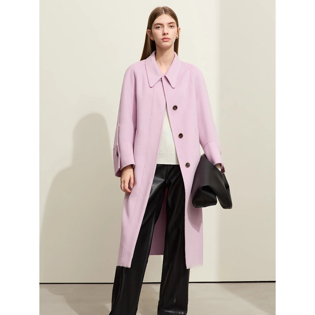 Luxurious Women's Long Woolen Coat with Belt