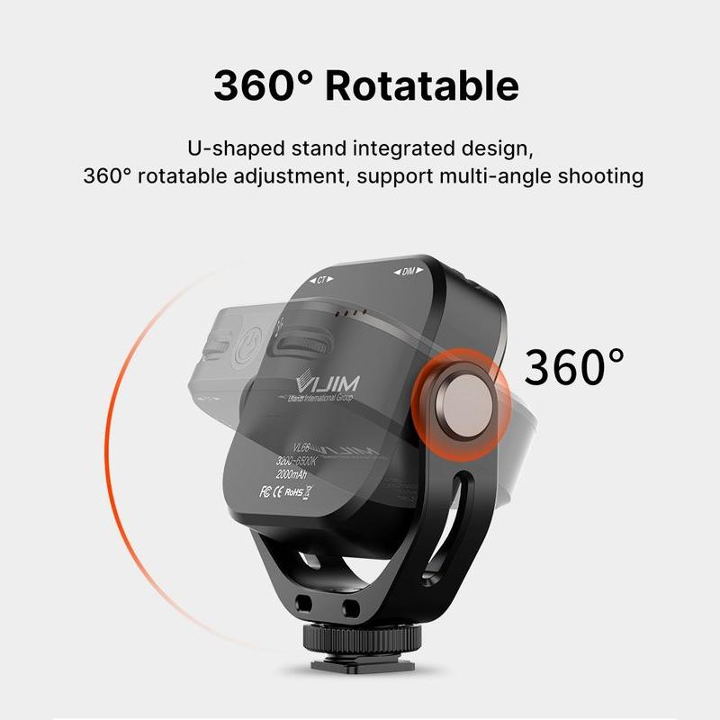 Adjustable Bi-Color LED Video Light with 360° Rotation Bracket - Rechargeable & Portable Fill Light for DSLR, SLR & Mobile
