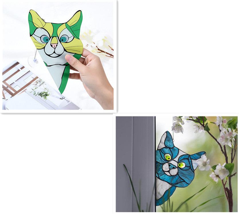 Stained Glass Cat Window Hanger Decoration - Trendha