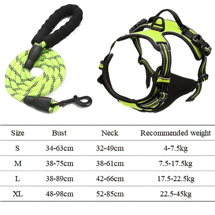 Reflective Adjustable Dog Harness and Leash Set