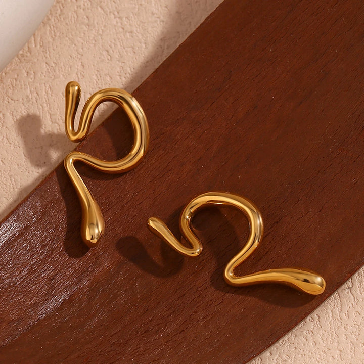 18K Gold Plated Stainless Steel Ear Cuff Clip-On Earrings