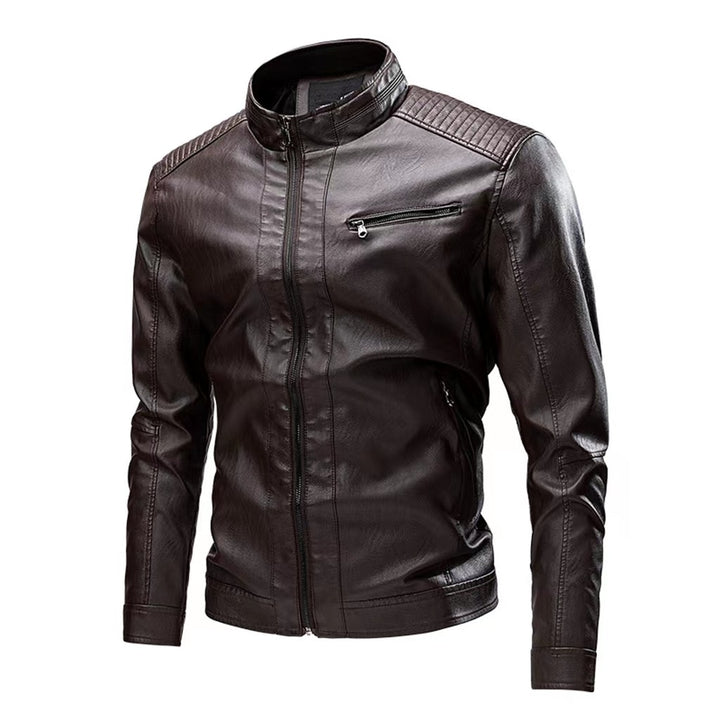 Spring And Autumn Cross-border Casual Men's Leather Clothing Stitching Motorcycle Retro Fashion Leather Jacket Coat