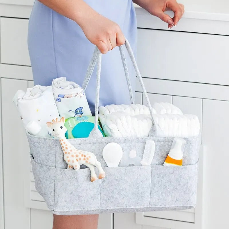 Beige Coffee Multifunctional Diaper Storage Bag with Divided Compartments