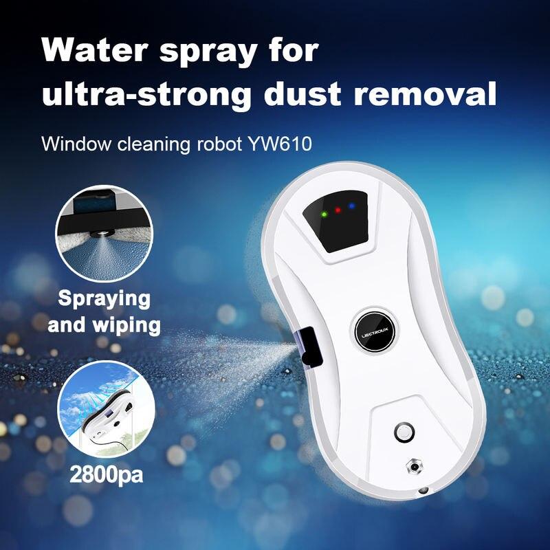 Ultrathin Window Cleaning Robot with AI Smart Navigation, Water Spray, and Dual Mopping Modes