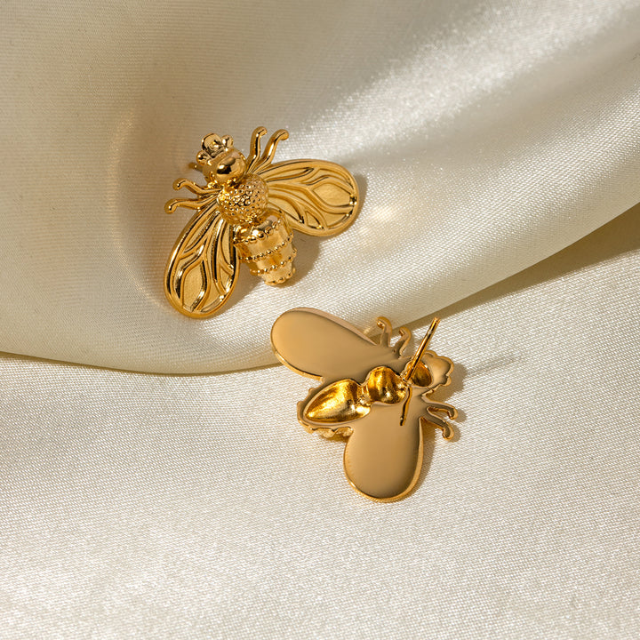 18K Gold Stainless Steel Creative Plated Bee Earrings