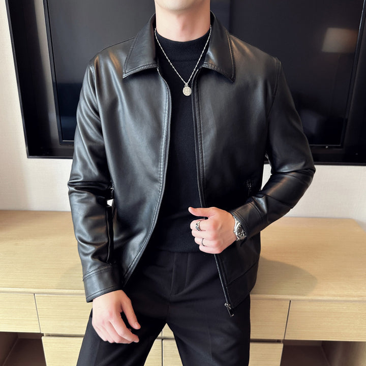 Leather Lapel Light Business Men's Jacket