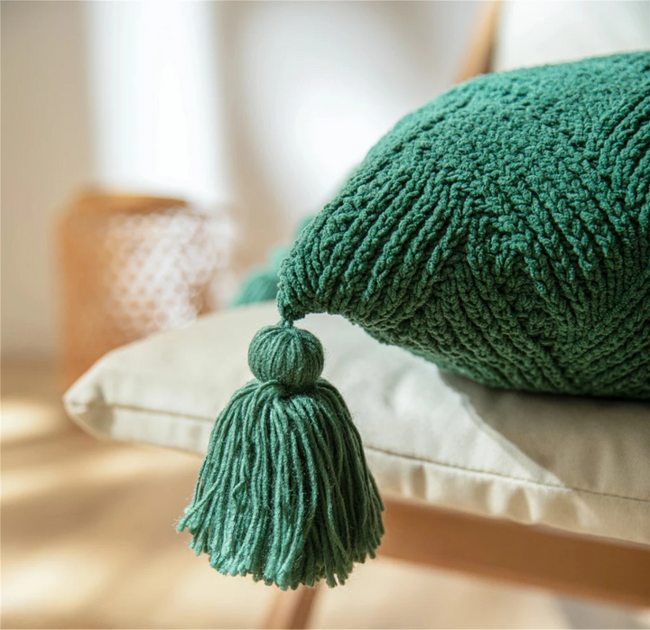 Chenille Handmade Tassel Pillow Cover