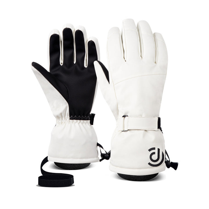 Ski Gloves Men And Women Winter White Warm Cycling Sports Touch Screen Five Fingers