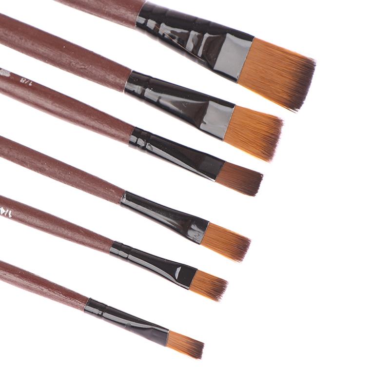 6-Piece Nylon Artist Paint Brush Set for Acrylic, Oil, and Watercolor