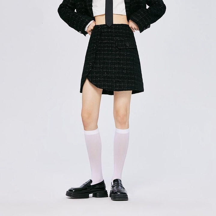 Chic Asymmetric Plaid A-Line Skirt