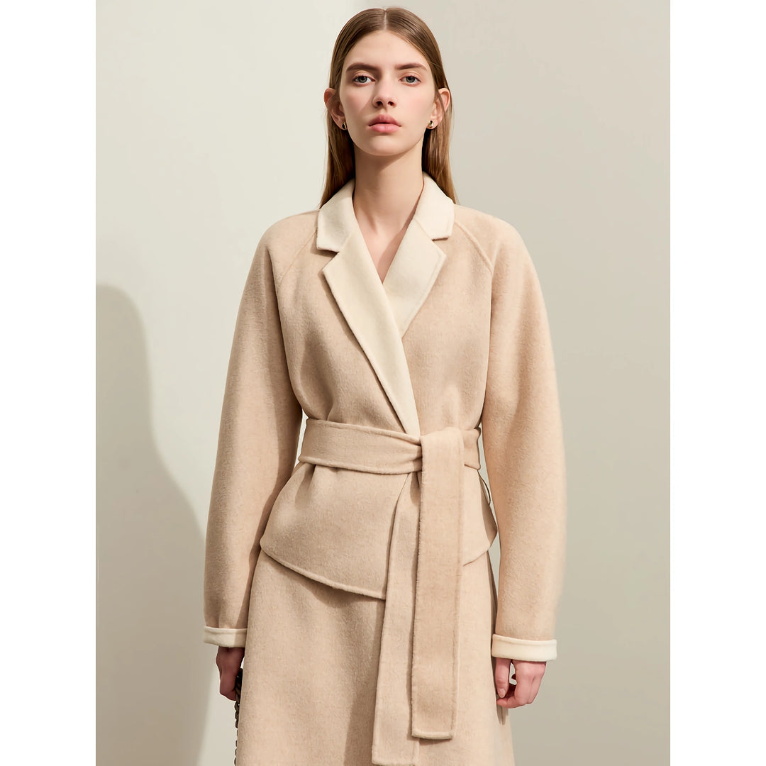 Elegant Women's Wool Lapel Collar Coat