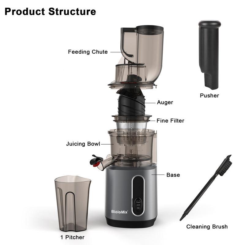 Cold Press Juicer with 3-Inch Feed Chute, 200W Slow Masticating Juice Extractor