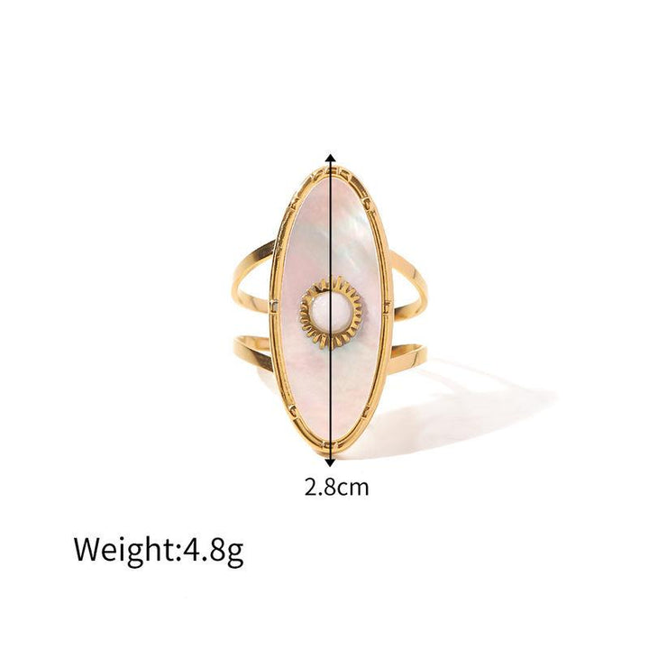 Elegant Gold Plated Oval Shell Pearl Adjustable Ring