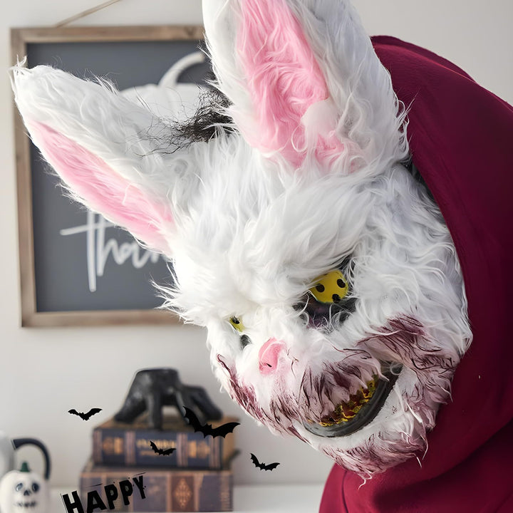 Halloween Scary Mask Bear Rabbit Bunny Mask, Bloody Plush Head Mask, Cosplay Costume Props Halloween Party Horror Devil Bear & Rabbit Mask