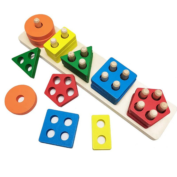 Colorful Wooden Sorting & Stacking Toys: Educational Shape Sorter for Toddlers