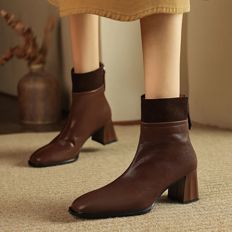 Stylish Women's Square Toe High Heel Chelsea Boots