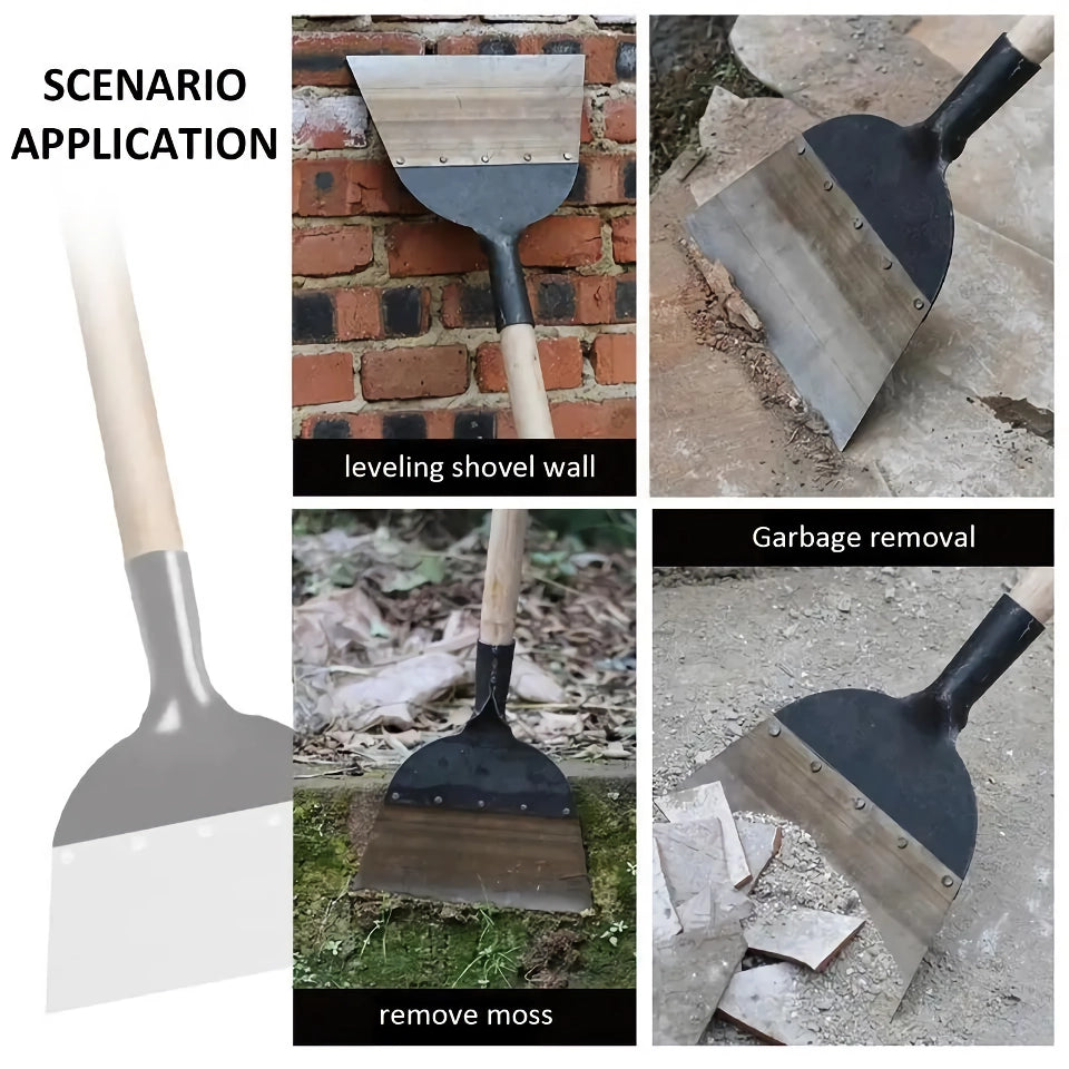 Multifunctional Heavy Duty Garden Cleaning Shovel - Flat Head, Manganese Steel