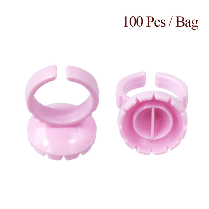 Heart-Shaped Disposable Eyelash Glue Rings - 100Pcs