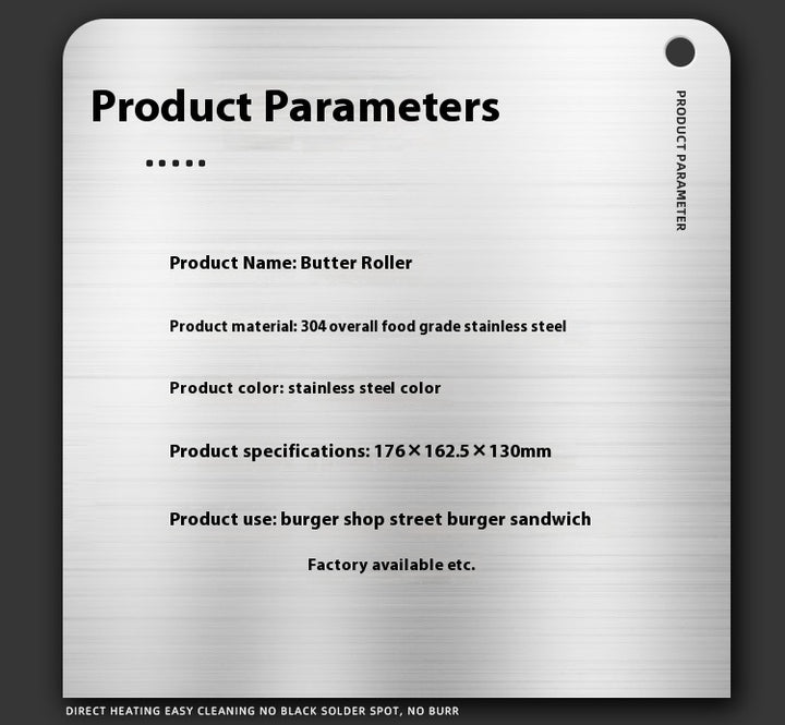 Butter Roller 304 Alloy Hamburger Shop Street Stall Dedicated