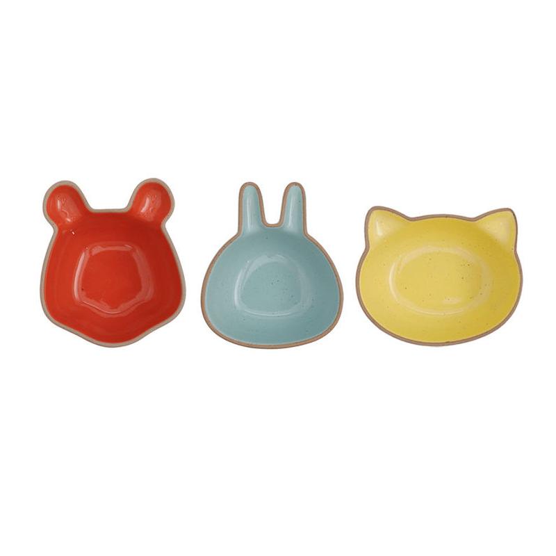 Cute Cartoon Ceramic Snack & Sauce Dish Set