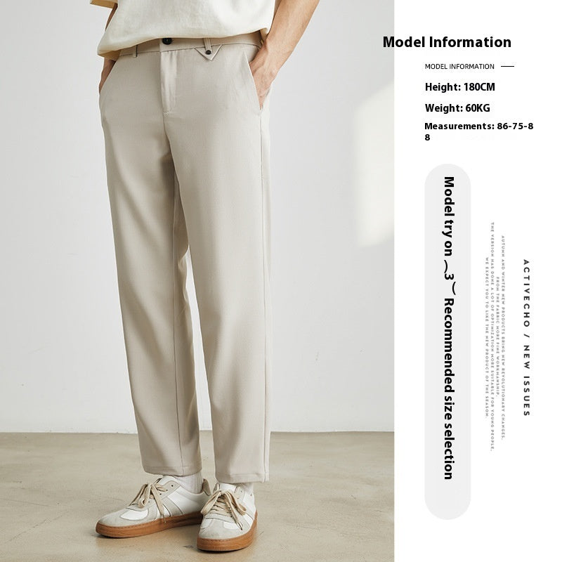 Ankle-length Thin Slim-fitting Small Straight Casual Suit Pants