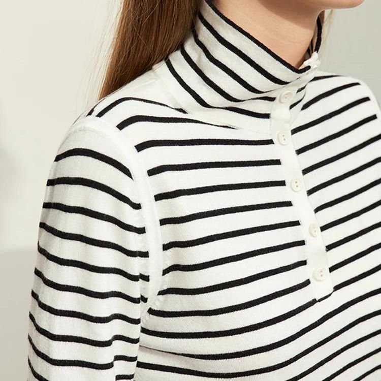 Spring Elegance Striped Wool Blend Sweater