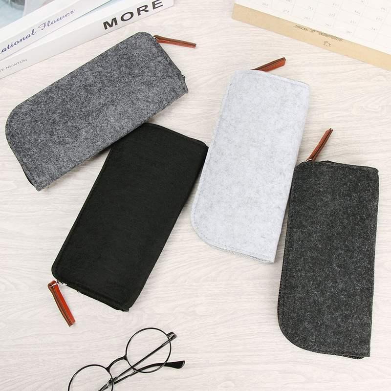 Multifunctional Wool Felt Cloth Zipper Glasses Case Bag