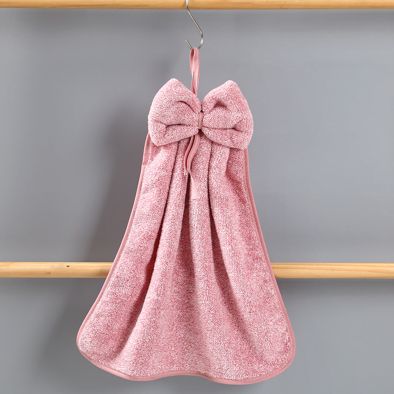 Bowknot Coral Velvet Hand Towels for Kitchen & Bathroom