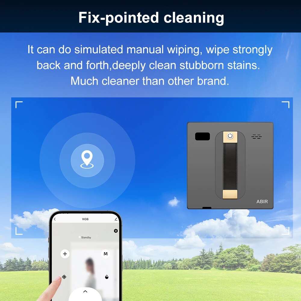 Smart Robot Window Vacuum Cleaner with Dual Water Spray and Laser Sensor