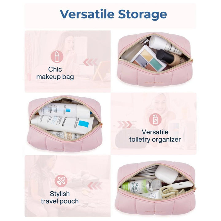 Elegant PU Leather Makeup Bag Travel Toiletry Organizer