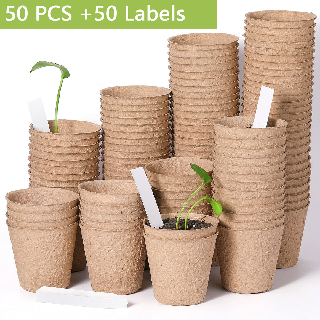 Biodegradable Paper Nursery Pots and Plant Labels Set