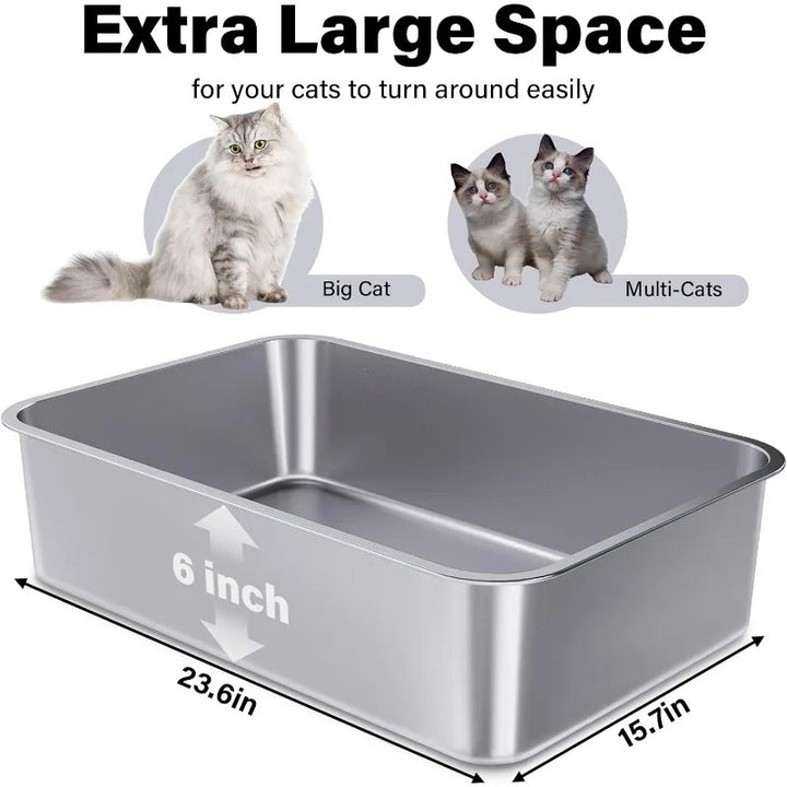 Stainless Steel Cat Litter Box 3-Pack