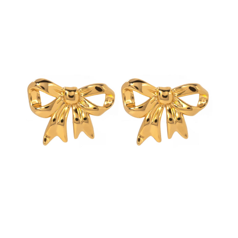 18K PVD Plated Geometric Bow Hoop Earrings