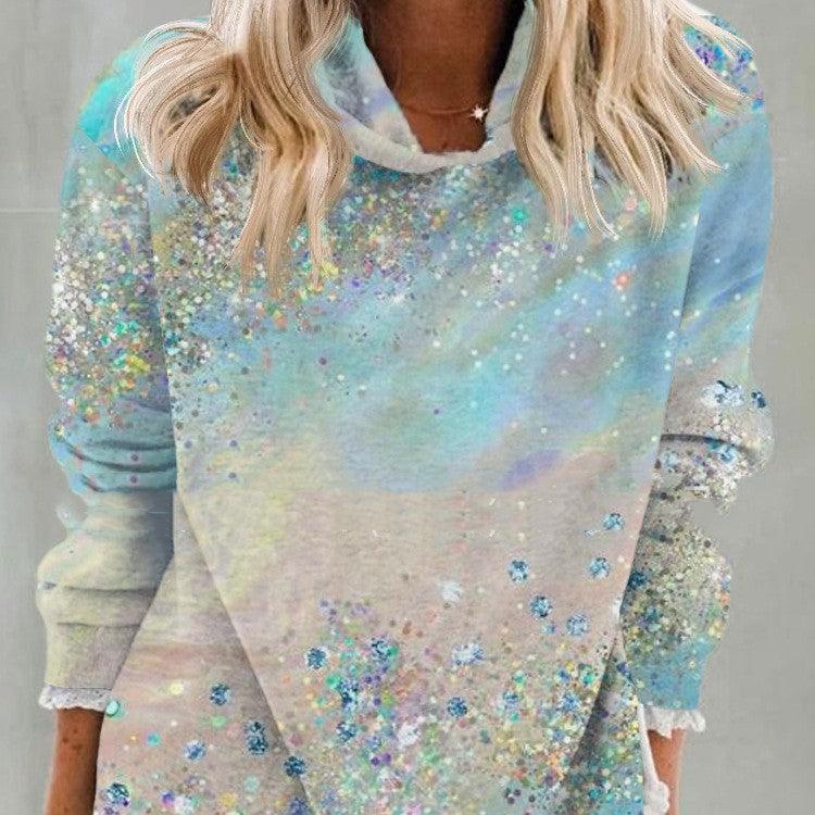 Abstract Printing Hooded Long Sleeve Sweater - Trendha
