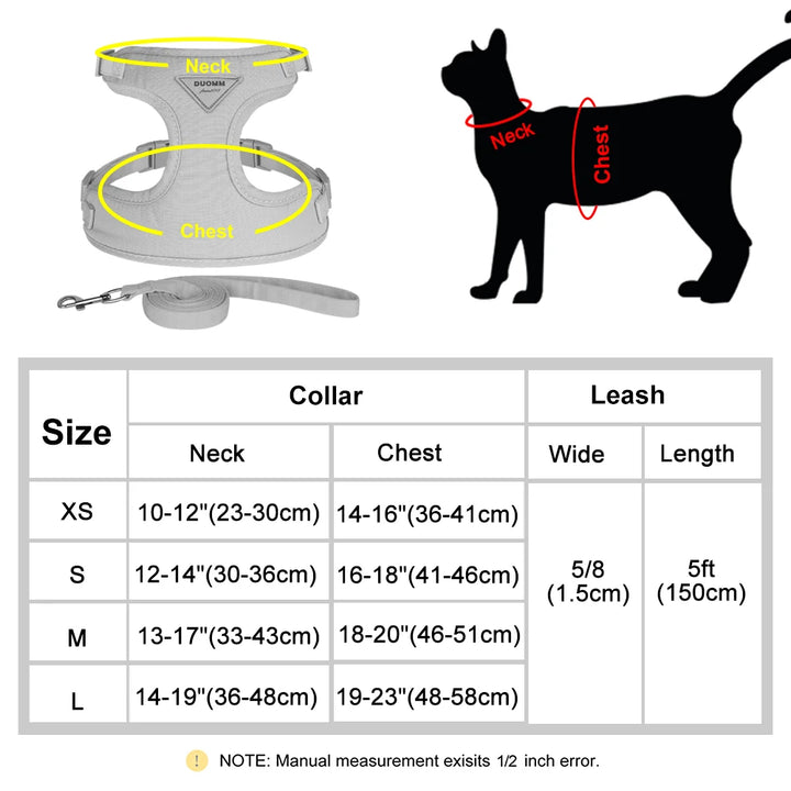 Breathable Nylon Mesh Dog and Cat Harness Leash Set