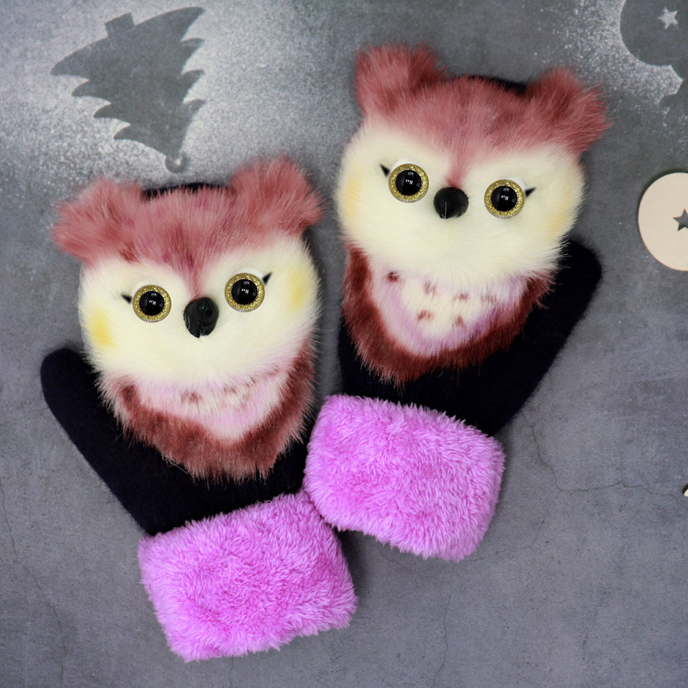 Winter Women's Plush Cartoon Animal Gloves