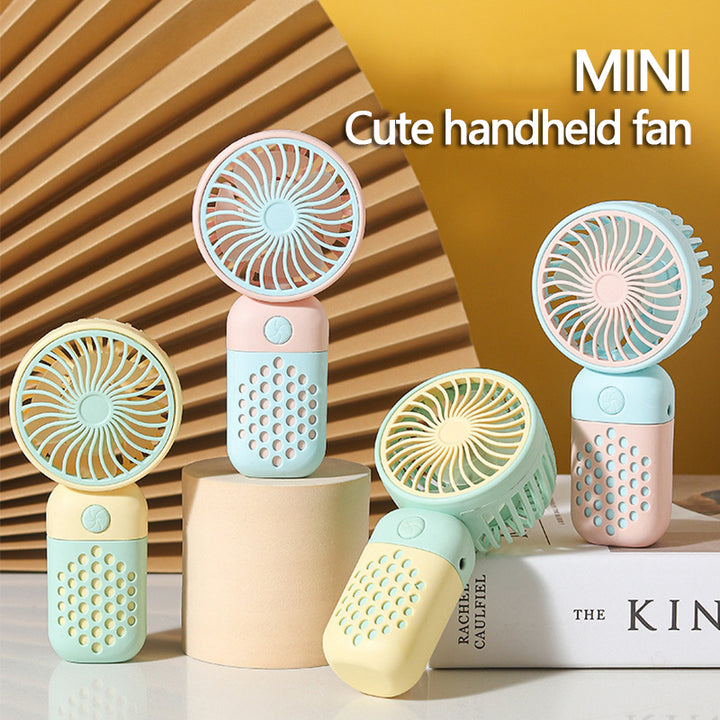 Cute USB Mini Handheld Rechargeable Fan - Pocket-Sized, Low-Noise, and Portable