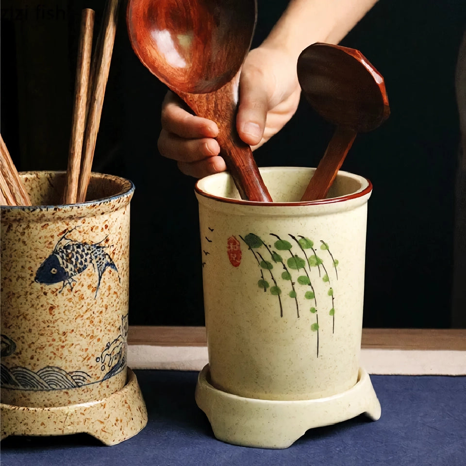 Elegant Ceramic Chopstick Storage Holder for Kitchen Organization