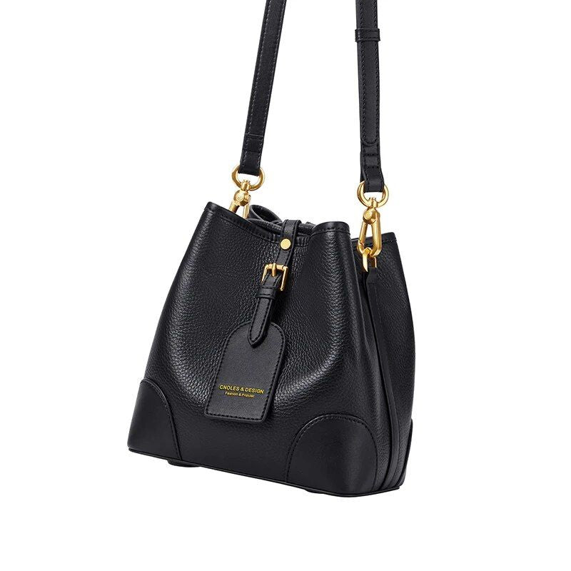 Elegant Leather Bucket Bag