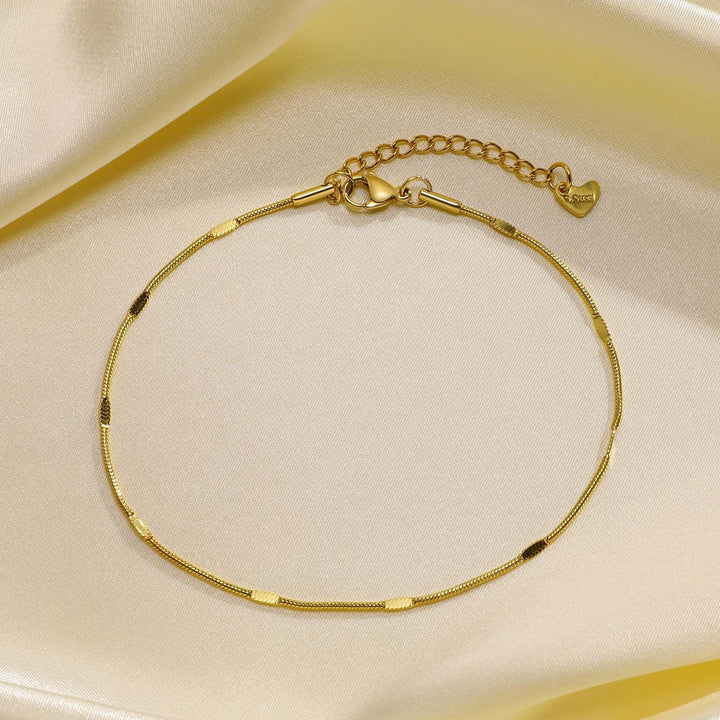 Gold Stainless Steel Minimalist Anklet with Charm