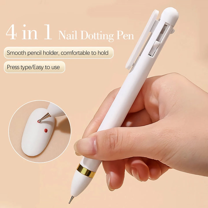 4-in-1 Nail Art Dotting Tools – Nail Drill Point Pen for Perfect Nail Designs