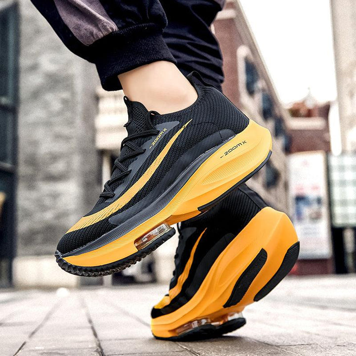 Air Cushion Sports Shoes Men Personalized Fashion Breathable Lace Up Knit Sneakers Casual Outdoor Running Walking Shoes - Trendha