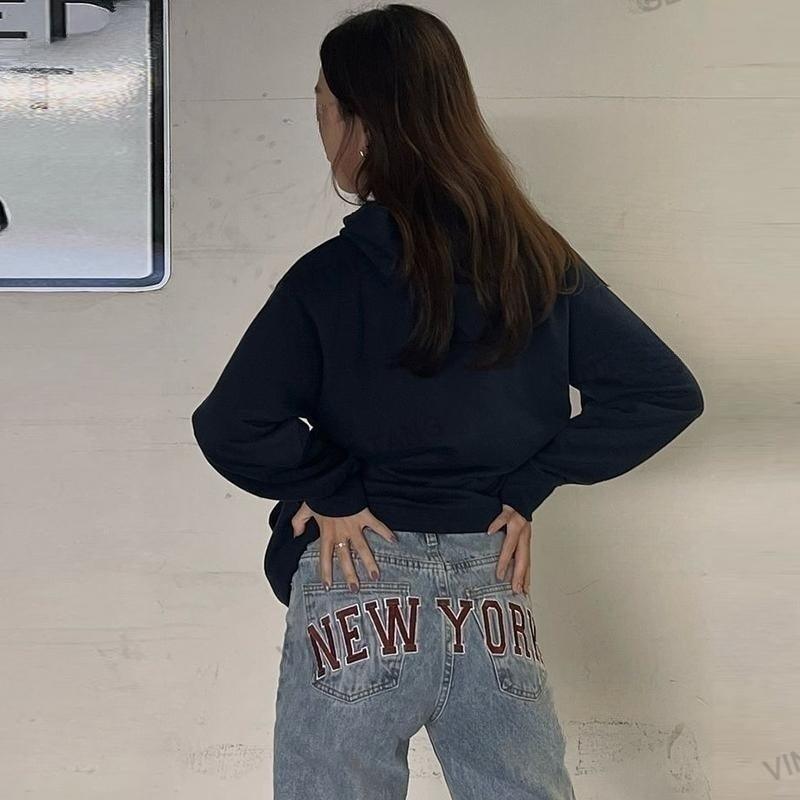 American Retro Casual Light Blue Slimming High Waist Straight Jeans - Trendha