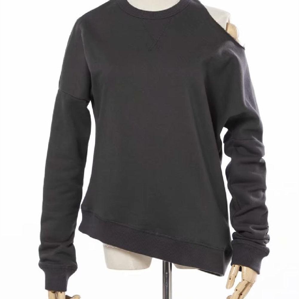 American Retro Dark Gray Chic Hair Circle Round Neck Hoodie - Trendha