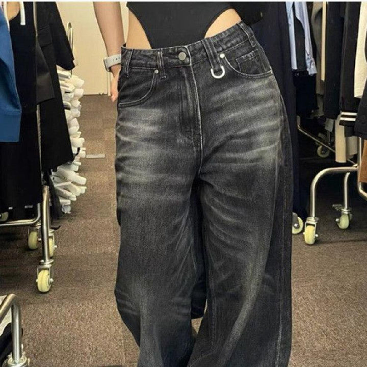 American Style Retro Wide Leg Jeans - Trendha